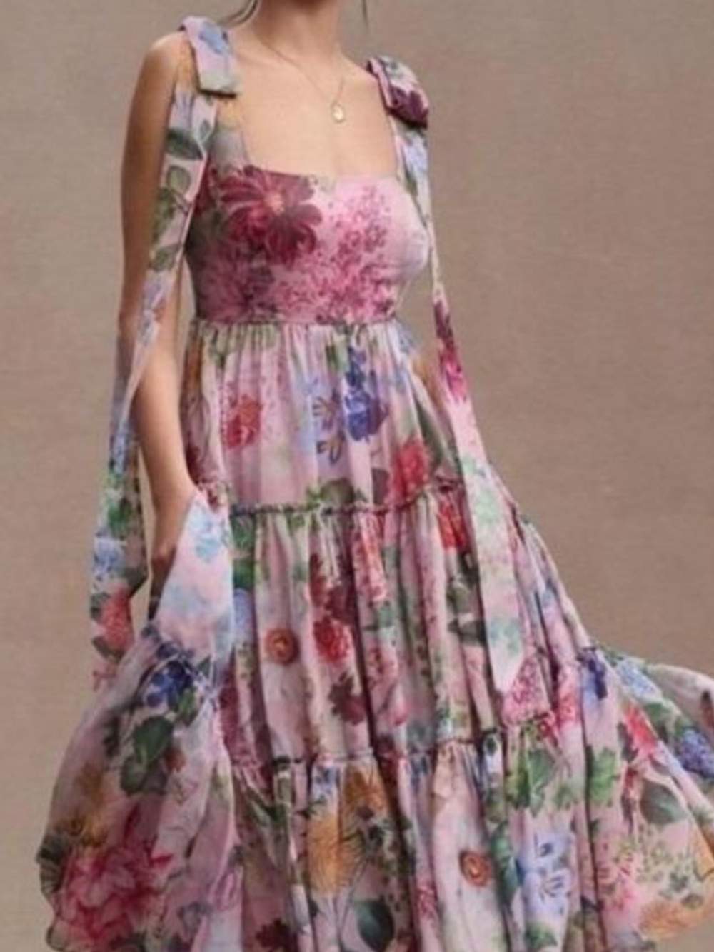 Anthropologie BHLDN Geisha Designs Isabella Floral Tiered Maxi Dress Size 10
